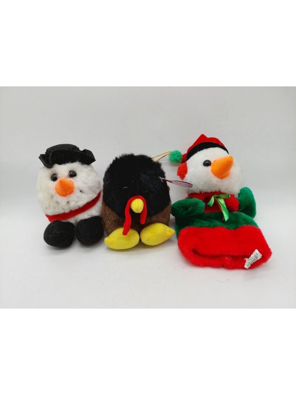 Snowman Puppet And Puffkins Turkey Snowman Swibco Plush Stuffed Vintage Lot